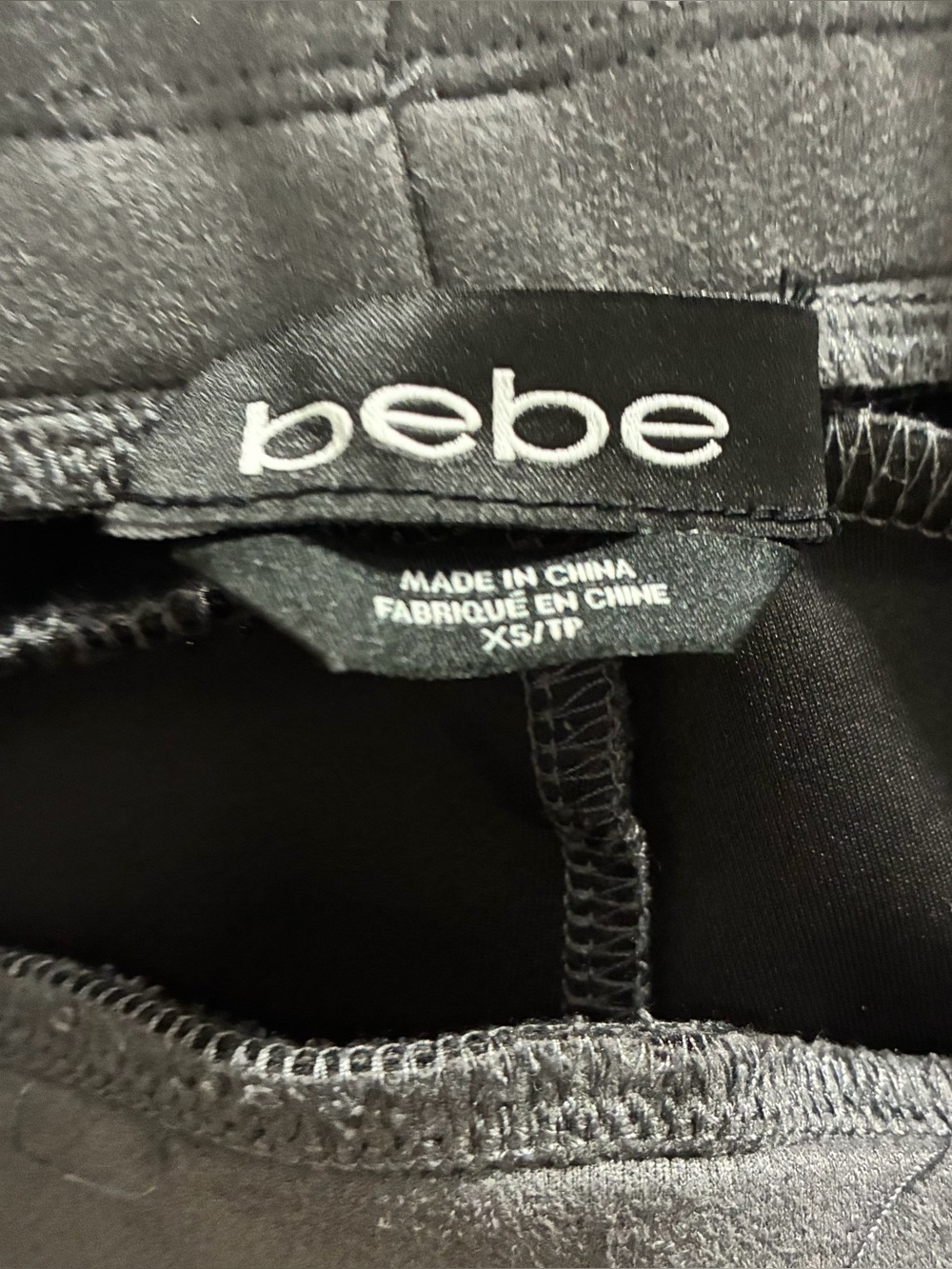 BEBE faux suede black and gray colorblock leggings - Picture 7 of 7